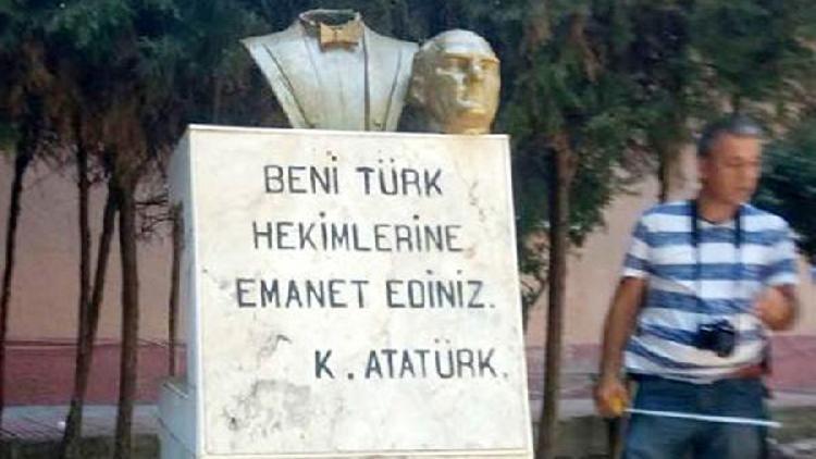 Anamur’da Atatürk büstüne çirkin saldırı