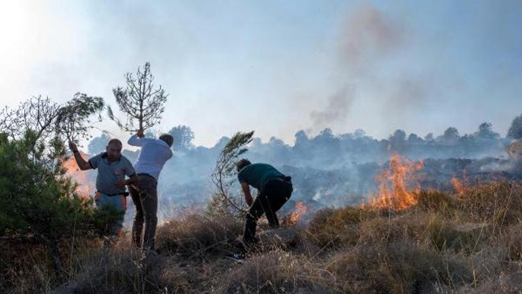 Bozcaadadaki yangına Kaymakam ve Belediye Başkanı da müdahale etti