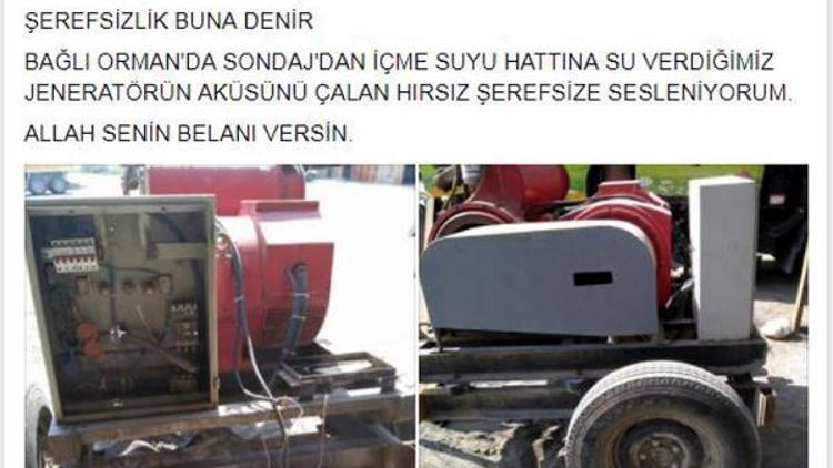 Jeneratör aküsü hırsızına başkandan tepki: Allah belanı versin