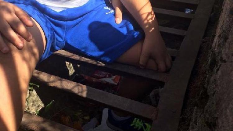 Zonguldakta bacağı mazgala sıkışan çocuğu itfaiye kurtardı