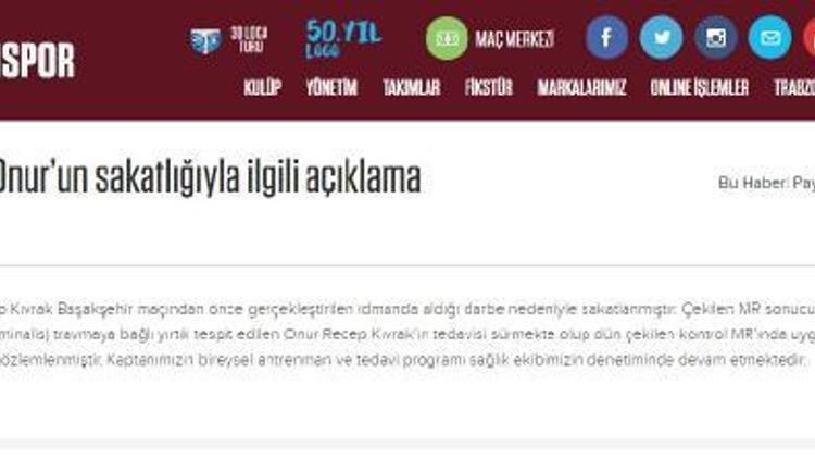 Trabzonspor’dan Onur Kıvrak açıklaması