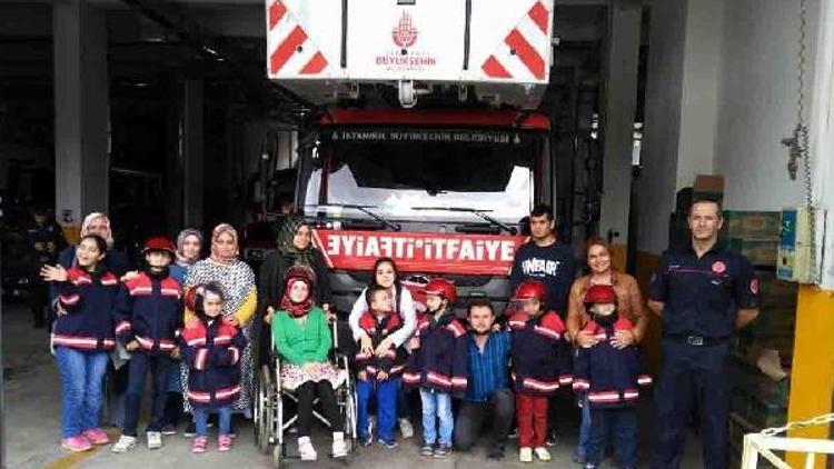 Engelli çocuklar İtfaiyecilik Haftası’nda yangın tatbikatına katıldı