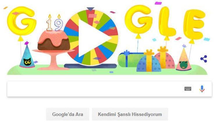 Googleın doğum günü çarkıfeleği nasıl oynanıyor 19. yaş gününü doodle ile kutladı