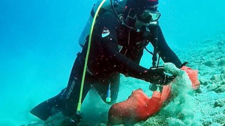 Bodrumda Başkan Kocadon, dalgıçlarla deniz dibi temizliği yaptı