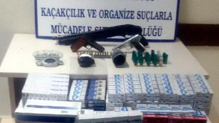 Kayseride uyuşturucu ve kaçak sigara operasyonunda silah da ele geçirildi