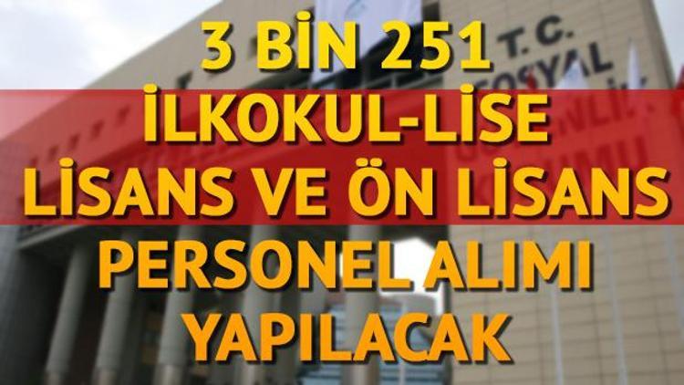 Çalışma ve Sosyal Güvenlik Bakanlığı 3251 personel alımı yapacak