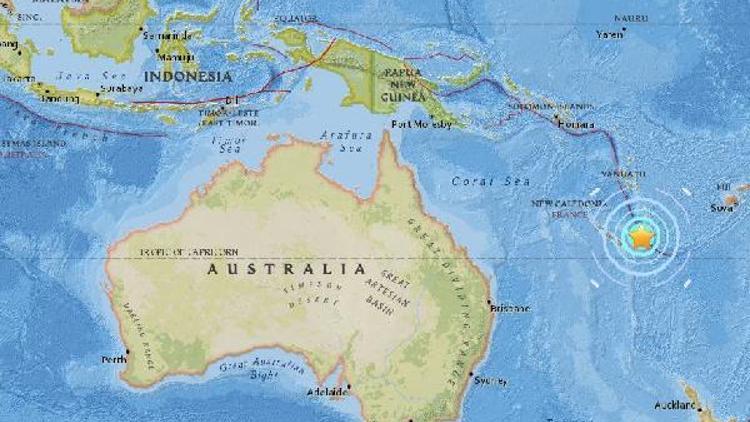 Pasifik ülkesi Yeni Kaledonyada 7.0 büyüklüğünde deprem