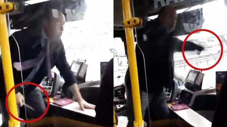 İETT otobüsünde dehşet anları Şoför yolculara bıçak çekti