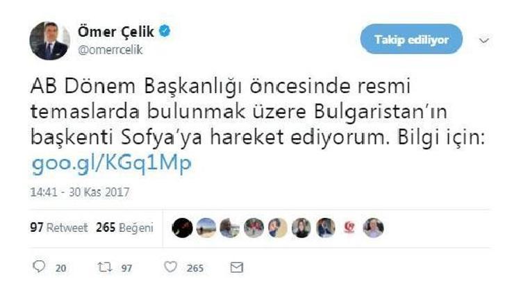 AB Bakanı Çelik Bulgaristan’da