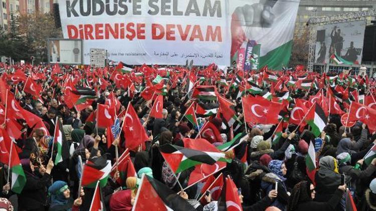 Ankarada binlerce kişiden Kudüs protestosu