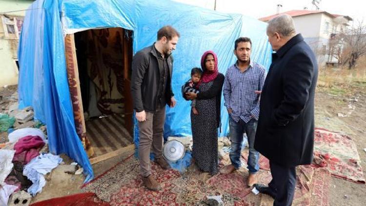 Çadırda yaşayan Suriyeli aileye belediye sahip çıktı