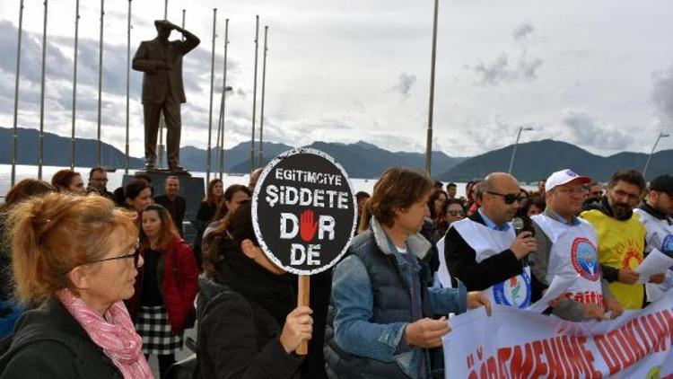 Marmarisli öğretmenler şiddeti protesto etti