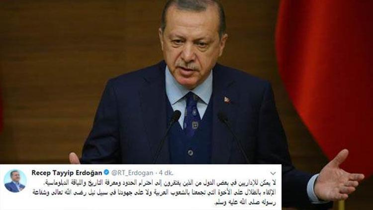 Gerilimin ardından Erdoğan, Türkçe ve Arapça bu tweetleri paylaştı...