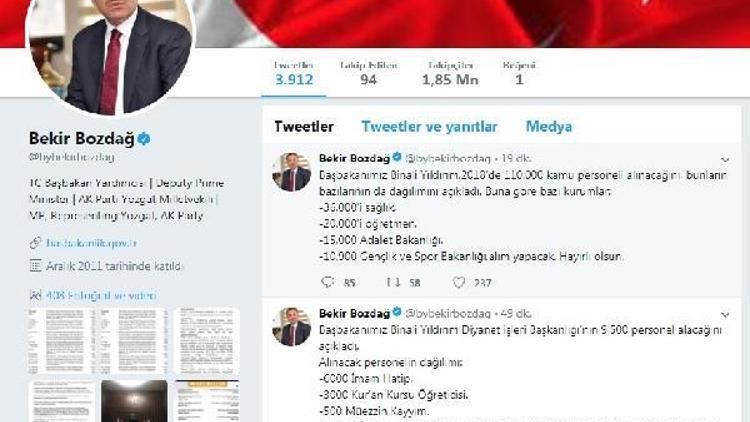 Bozdağdan kamuya personel alımıyla ilgili açıklama