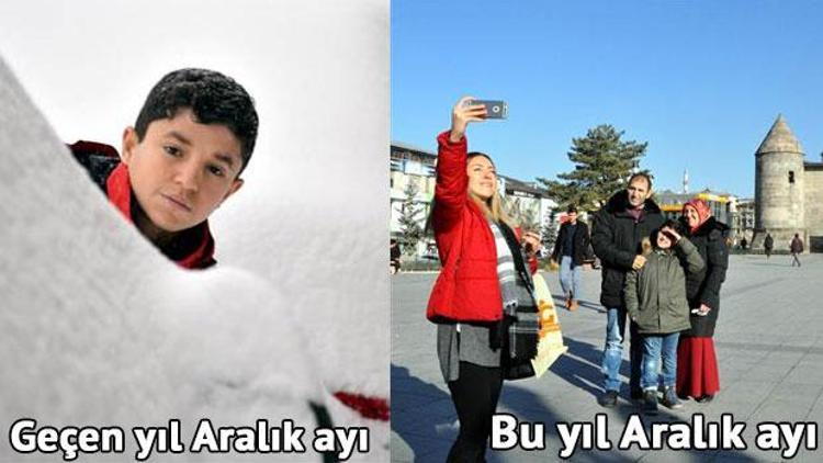 Erzurumda şaşırtan hava