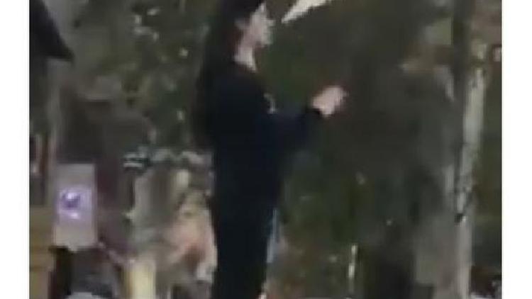İran’daki gösterilerde başörtüsünü sallayan kadın sosyal medyada “kahraman” ilan edildi