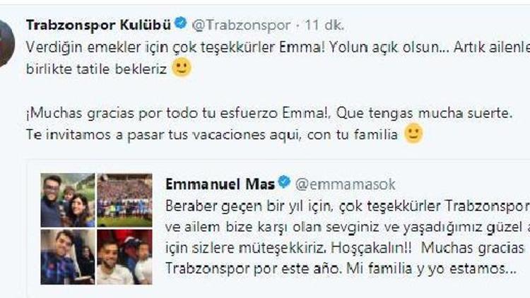 Trabzonspor, Mas’a teşekkür etti