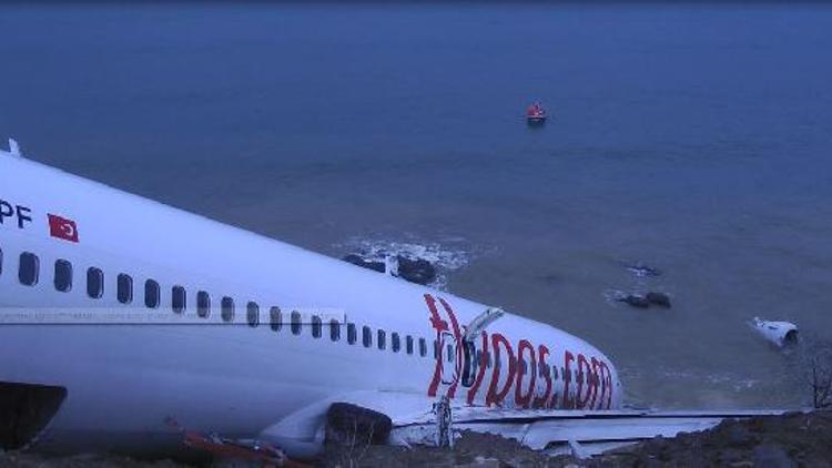 Trabzonda pisten çıkan uçak için kurtarma çalışması başlatıldı/Ek fotoğraflar