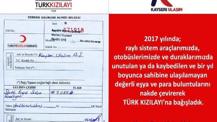 Toplu taşımada unutulan eşya, Kızılay’a bağış oldu