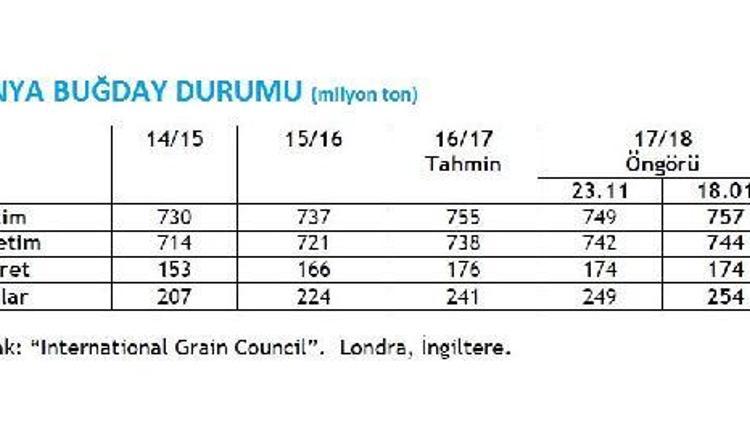 IGC: Küresel buğday üretimi 2018/19’da yüzde 2.0 düşecek