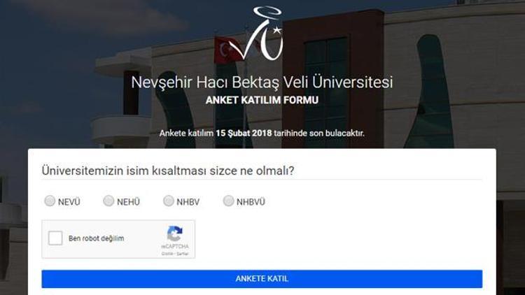 Üniversite isim kısaltmasını anketle belirleyecek