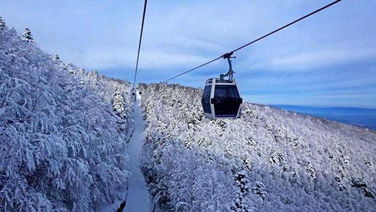 Uludağda teleferiğe şiddetli rüzgar engeli