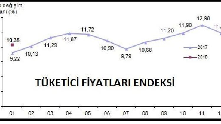 Tüketici fiyatları Ocakta yüzde 1.02 arttı; yıllık enflasyon yüzde 10.35 (2)