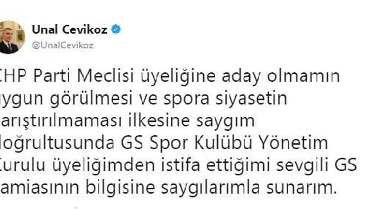 Galatasarayda Ünal Çeviköz istifa etti