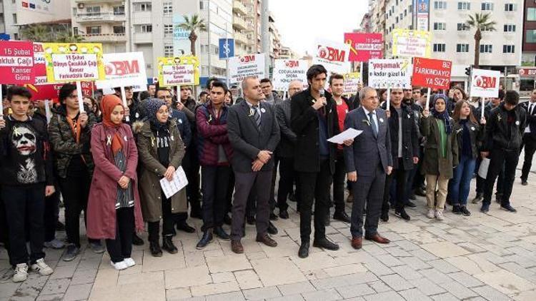 Okul başkanları, sarı kurdele ile kansere dikkat çekti