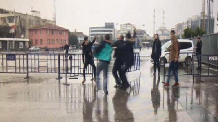 Çağlayandaki İstanbul Adalet Sarayı önünde kavga