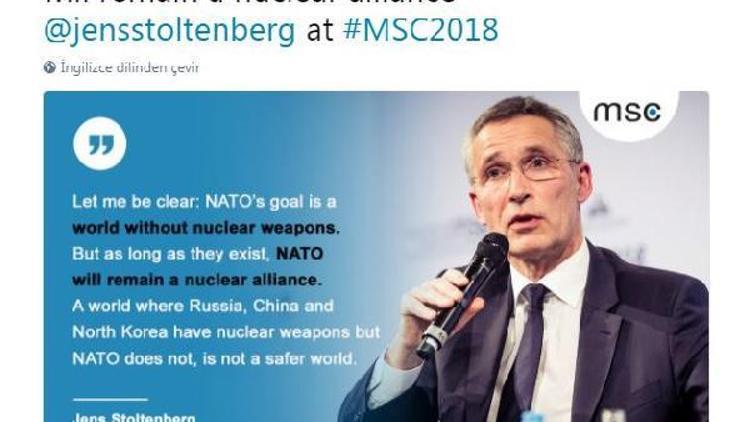 NATO/Stoltenberg: Nükleer silahlar varoldukça NATO’nun da nükleer silahı olacak