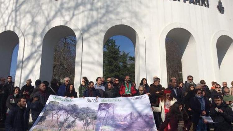 Maçka Parkında tünel inşaatı protestosu