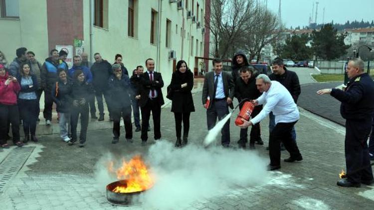 Edirnede yangın söndürme eğitimi