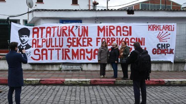 Alpullu Şeker Fabrikası önünde özelleştirme protestosu