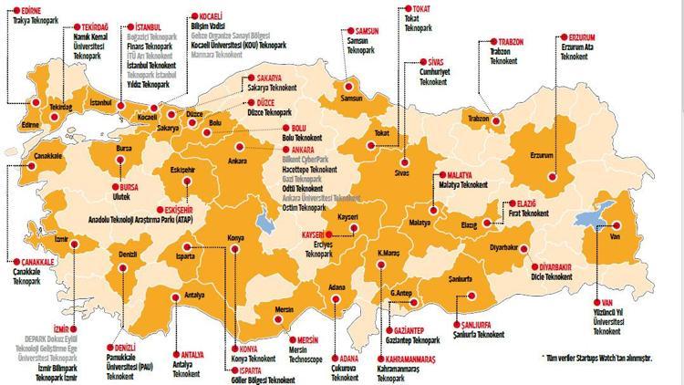 Türkiye’nin teknopark haritası