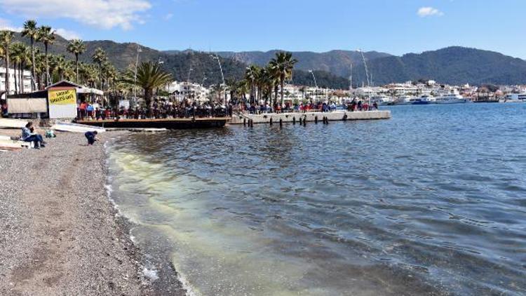 Marmariste deniz kıyısı polenle kaplandı