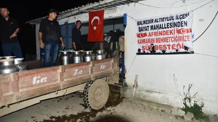 Balıkesirde süt geliri Afrindeki Mehmetçike