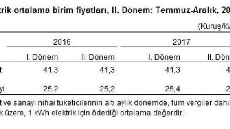 Konutlarda 1 kWh elektrik için ortalama 41.3 kuruş ödendi