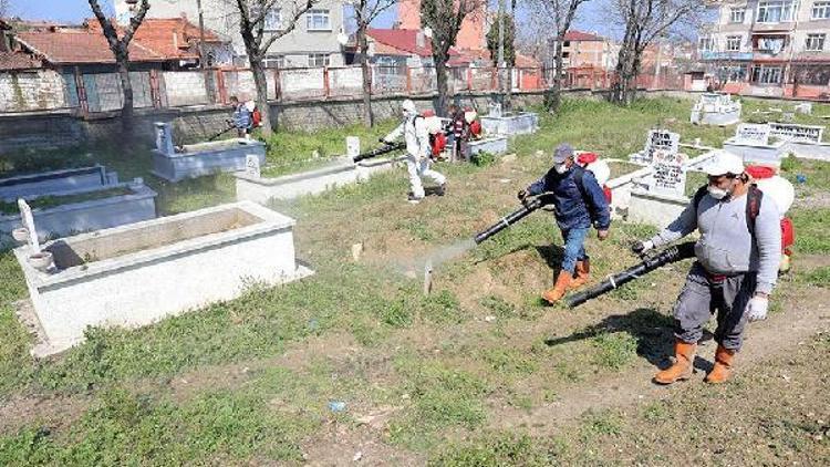 Edirnede mezarlıklar ilaçlanıyor