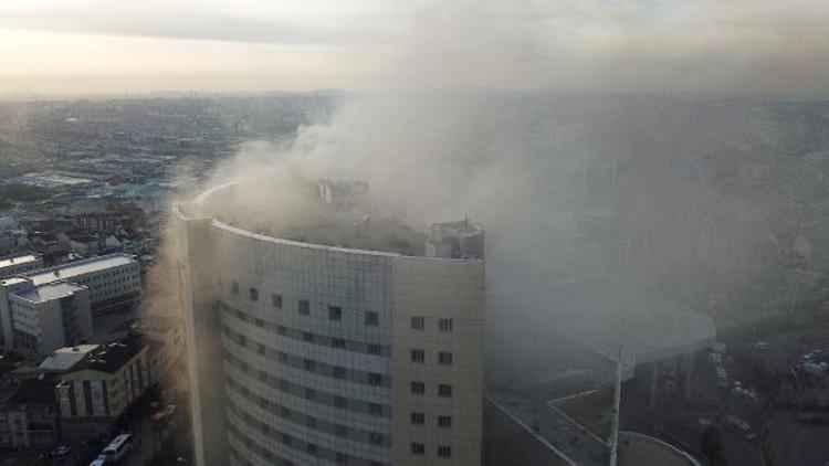 Hastanedeki yangın havadan görüntülendi