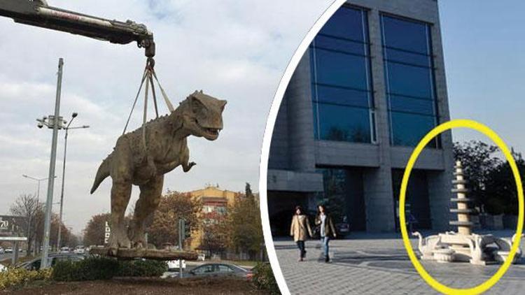 Dinozor heykelleri ve fıskiye neden kaldırıldı Başkan Tuna açıkladı...