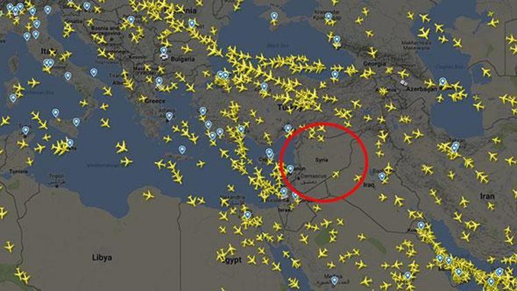 Suriye üstünde dikkat çeken görüntü