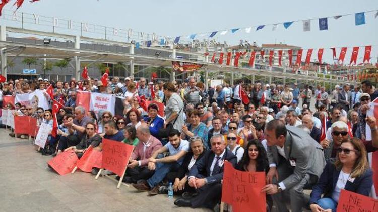 Aydında OHALe karşı oturma eylemi