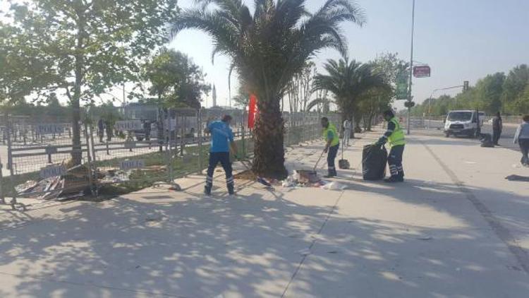 1 Mayıs miting alanında temizliğe başlandı