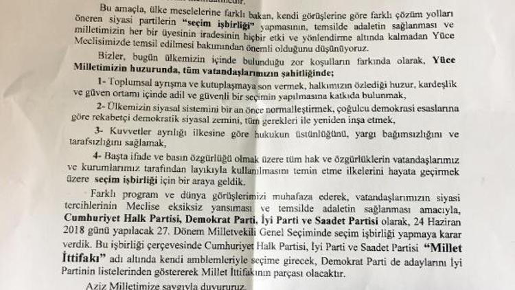 Millet İttifakı protokolü YSKya sunuldu