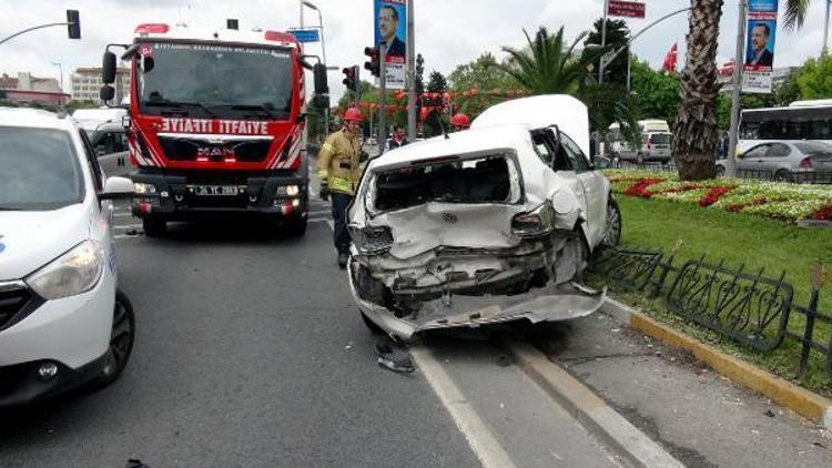 Kırmızı ışıkta duramayınca öndeki araca çarptı:1 yaralı