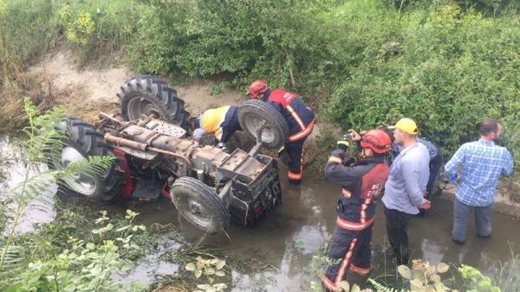 Su kanalına uçan traktörün sürücüsü öldü