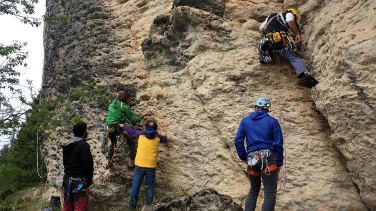 Doğankaya Dağı, yeni rotalarla kaya tırmanışçılarının gözdesi