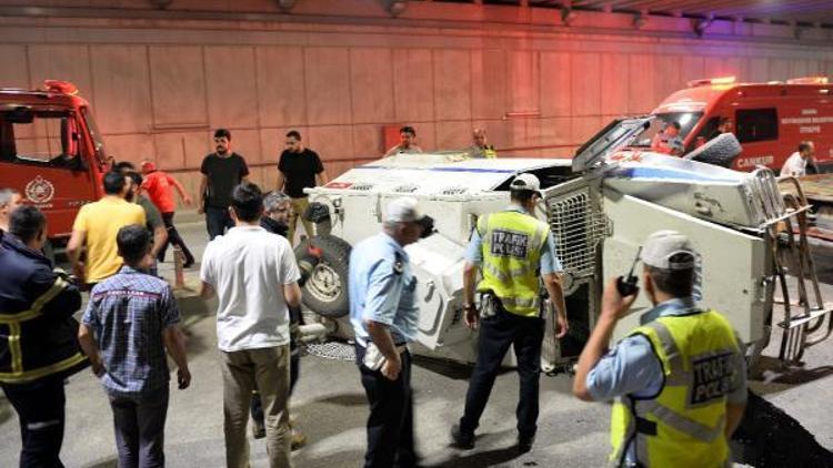 Adanada zırhlı polis aracı takla attı: 2 polis yaralı