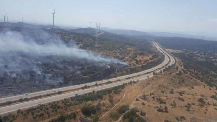 İzmir- Çeşme Otoyolu üzerinde makilik yangını